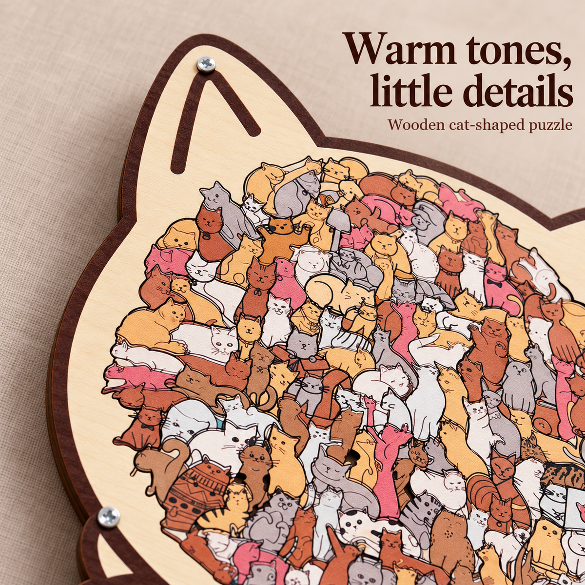 Maillard cat wooden puzzle: detail