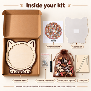 Maillard cat wooden puzzle: kit contents