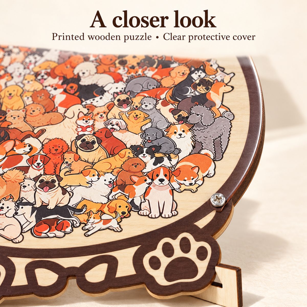 Dog wooden puzzle: detail
