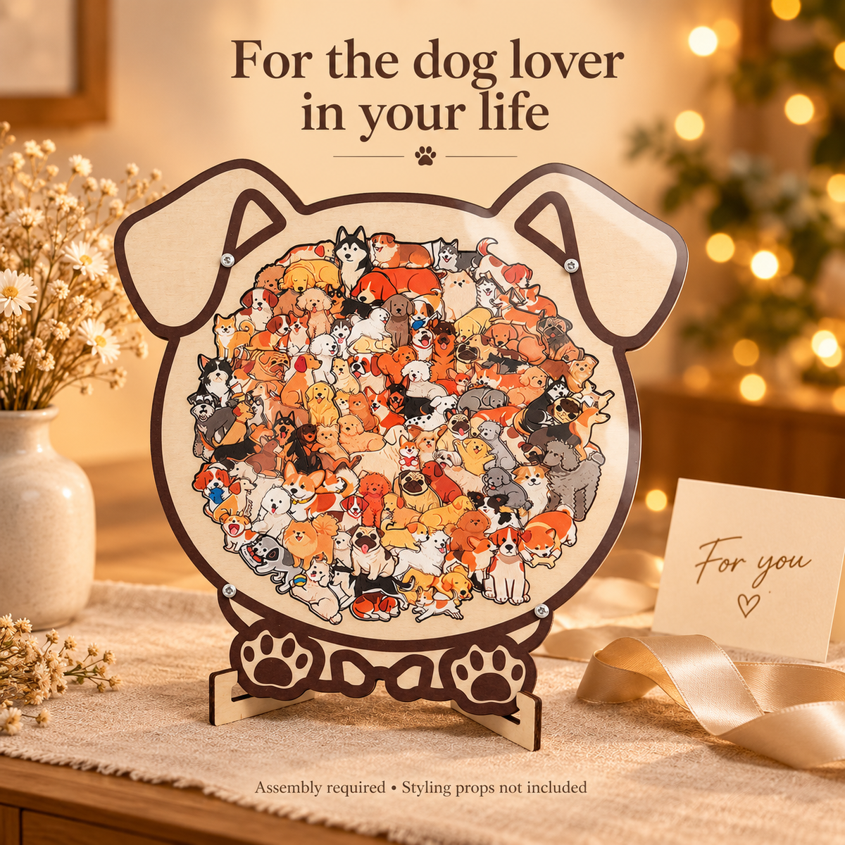 Dog wooden puzzle: gift scene