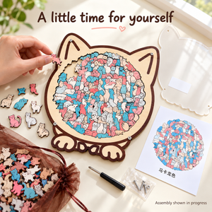 Macaron cat wooden puzzle: assembly