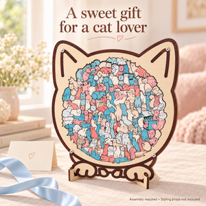 Macaron cat wooden puzzle: gift scene