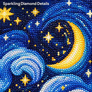Starry Moon Cat Full-Drill Diamond Painting Kit — creative project