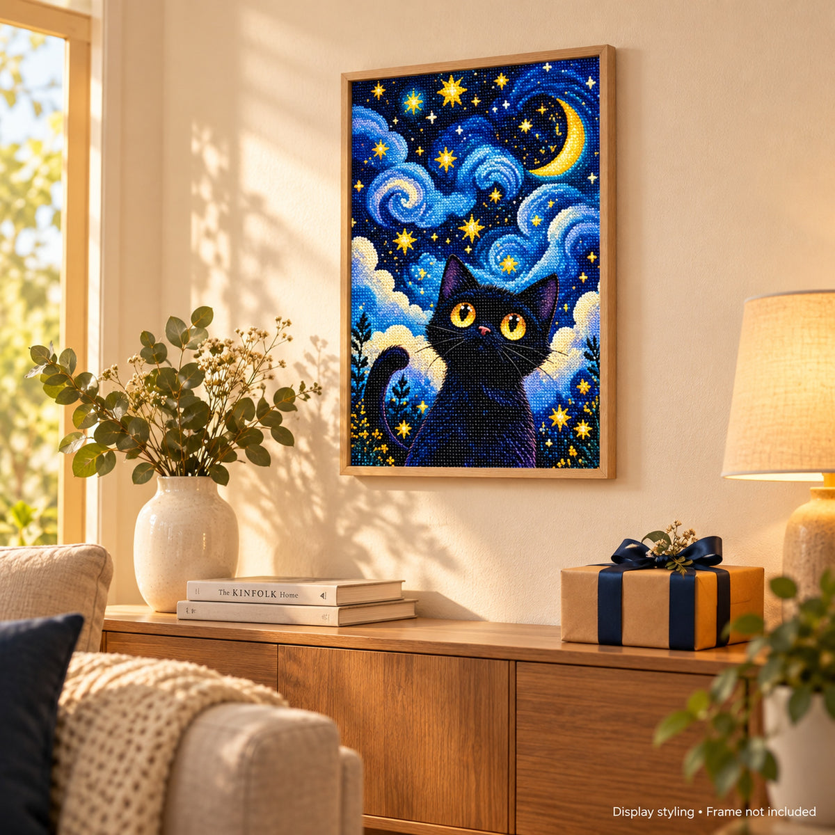 Starry Moon Cat Full-Drill Diamond Painting Kit — gift inspiration