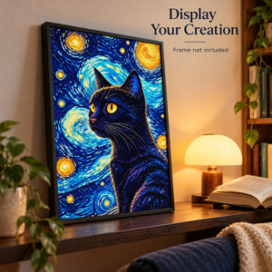 Moonlight cat CH1910 diamond painting kit — display inspiration, frame not included