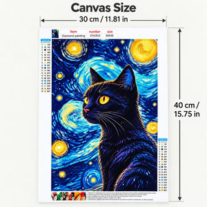 Moonlight cat CH1910 diamond painting kit — canvas size