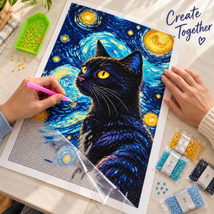 Moonlight cat CH1910 diamond painting kit — creative project
