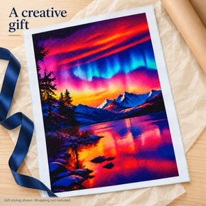 Aurora Mountain Lake diamond painting kit, gift styling illustration