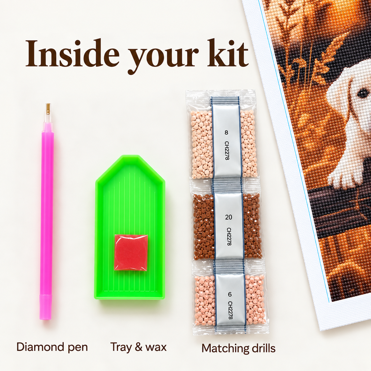 White Puppy diamond painting kit – Accessories CH2278