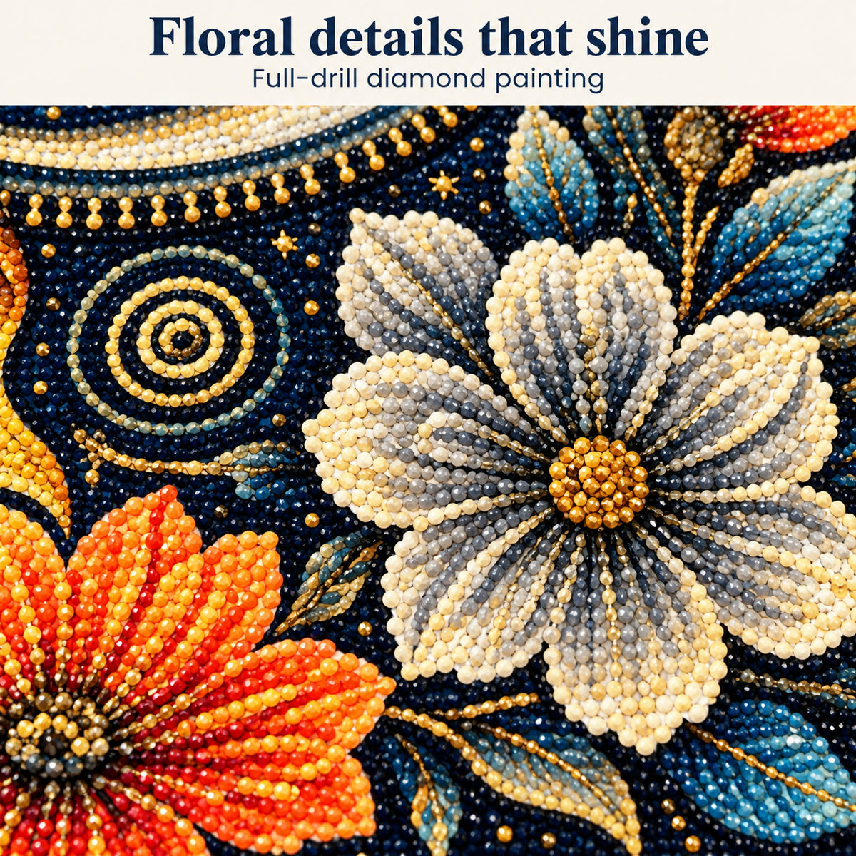 EN-0040-D diamond painting kit – Floral Detail; styling props not included
