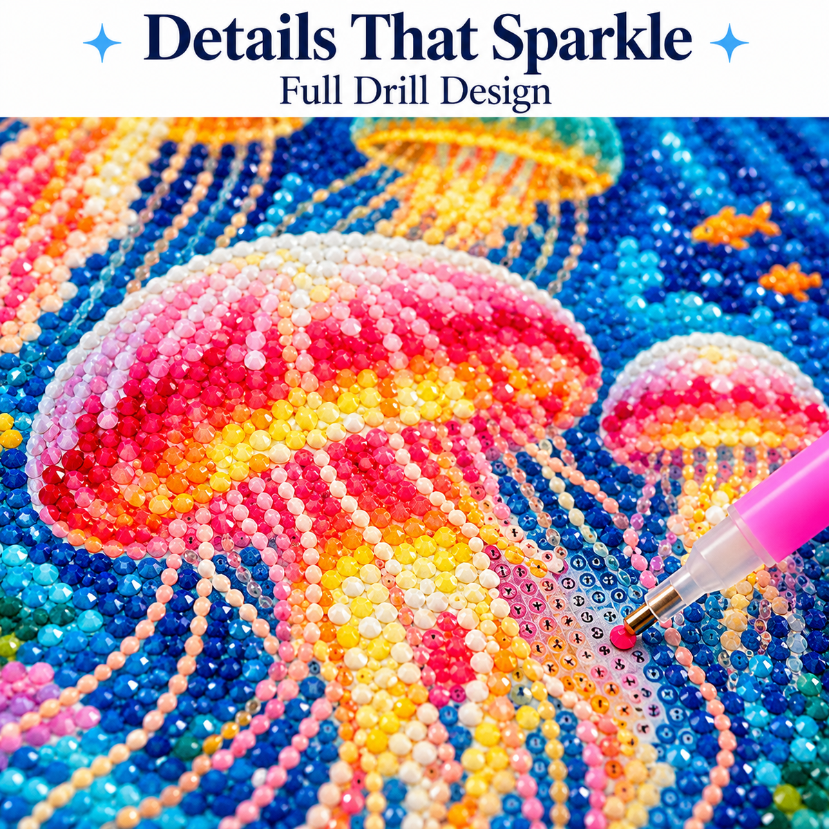 Deep-Sea Jellyfish Full-Drill Diamond Painting Kit — canvas detail