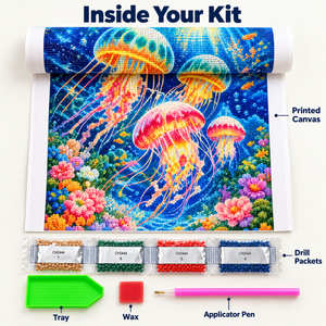 Deep-Sea Jellyfish Full-Drill Diamond Painting Kit — included craft supplies