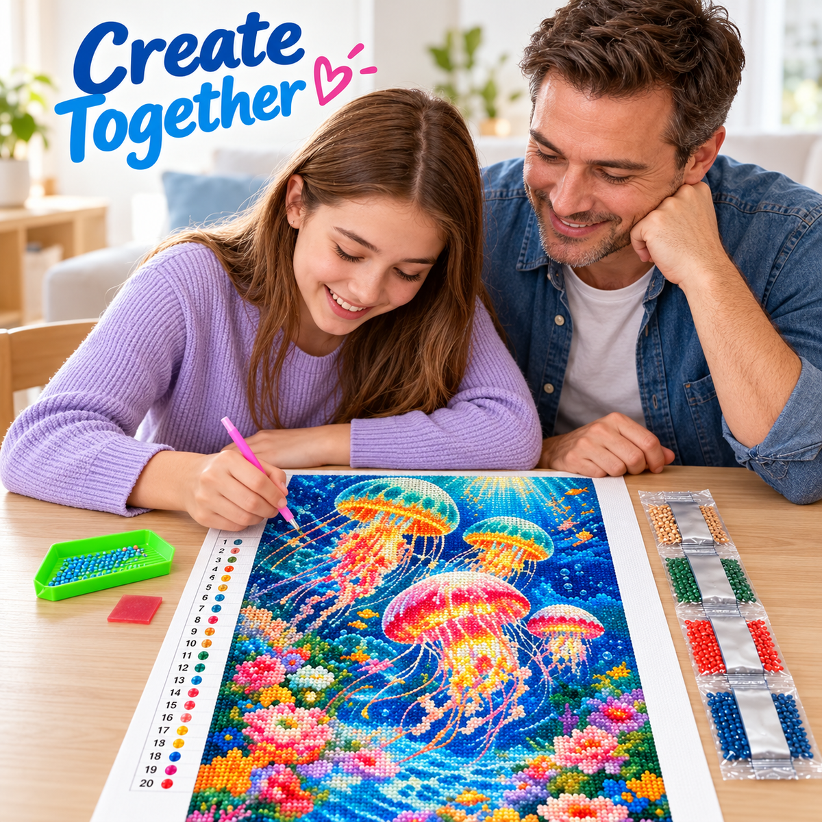 Deep-Sea Jellyfish Full-Drill Diamond Painting Kit — creative project