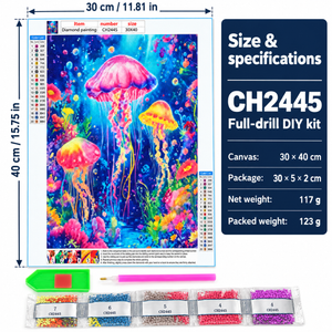Colorful Jellyfish diamond painting kit – Size CH2445