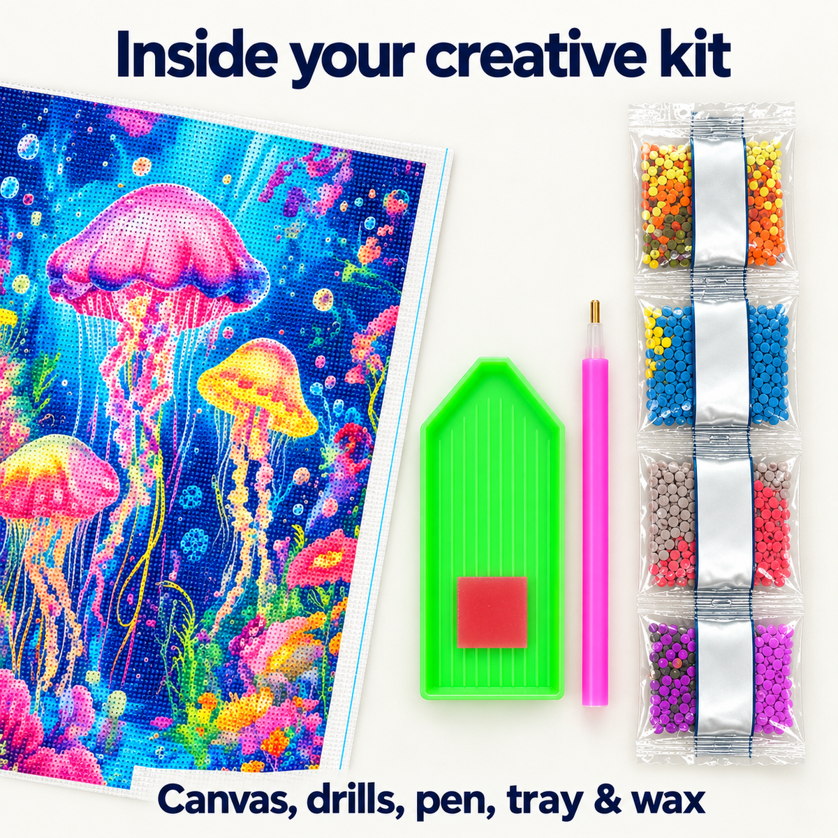 Colorful Jellyfish diamond painting kit – Accessories CH2445