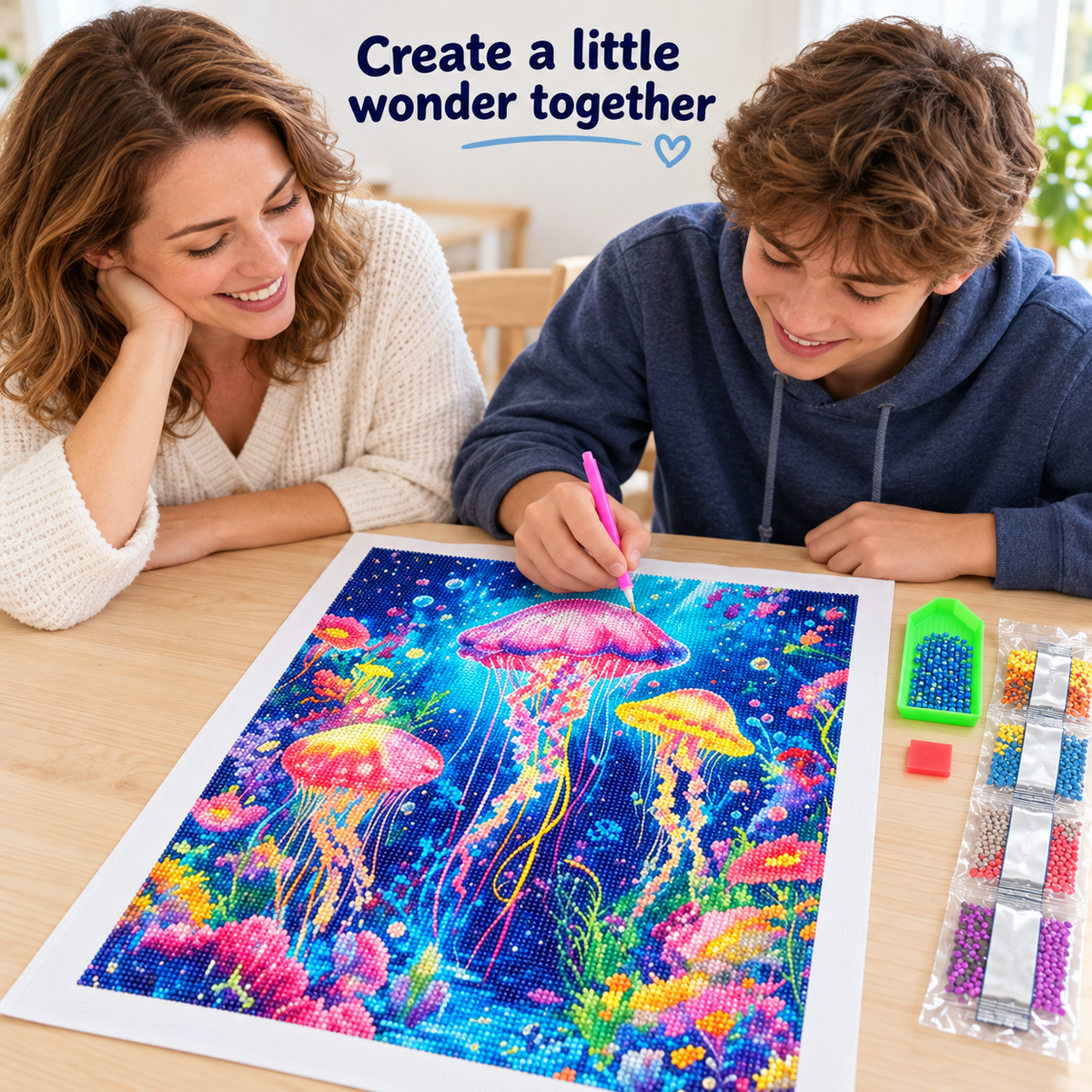 Colorful Jellyfish diamond painting kit – Crafting CH2445