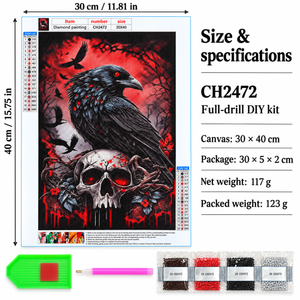 Raven and Skull diamond painting kit – Size CH2472