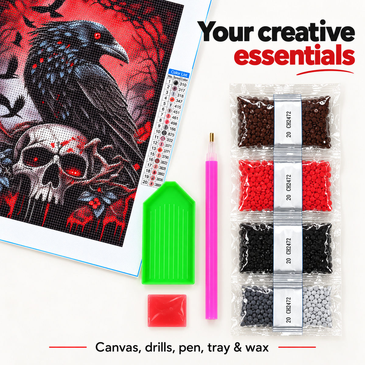 Raven and Skull diamond painting kit – Accessories CH2472