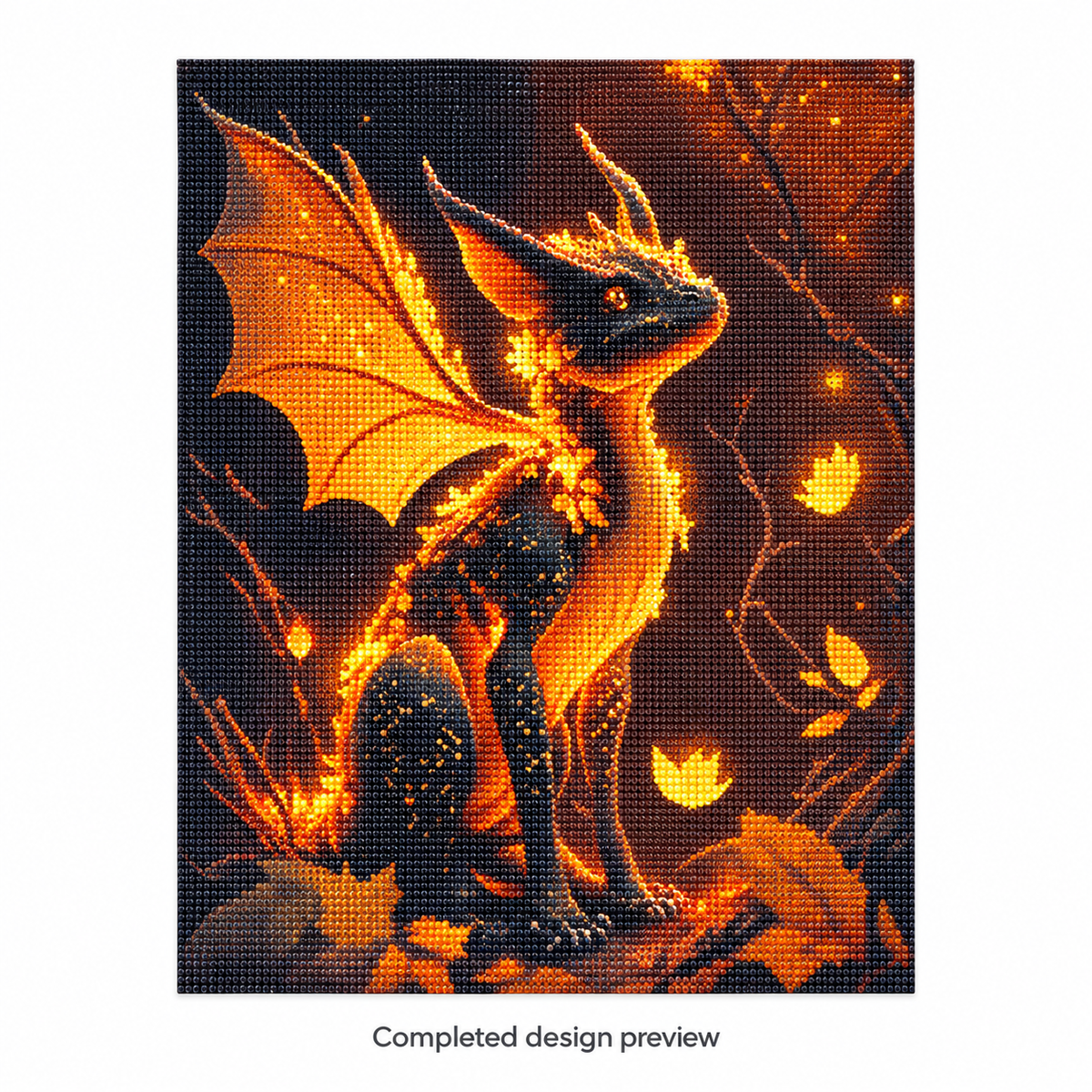 Golden Dragon diamond painting kit, completed design illustration