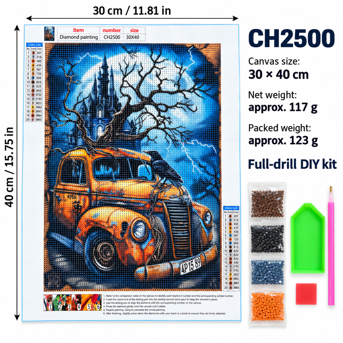 CH2500 canvas size and weight information