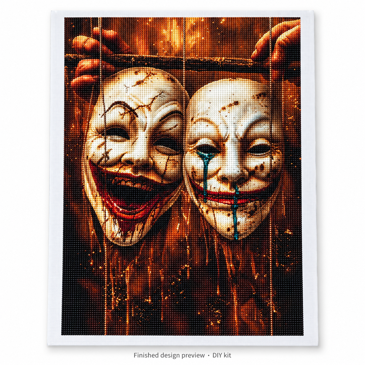 Halloween Masks Diamond Painting Kit: completed design preview, DIY assembly required