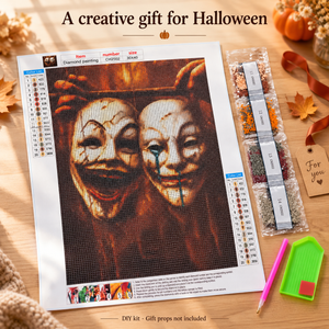 Halloween Masks Diamond Painting Kit: gift inspiration; props and frames not included