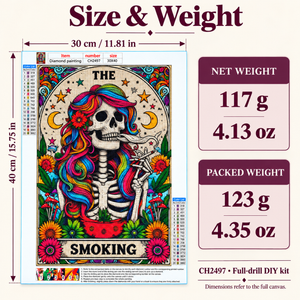 Colorful Hair Skeleton Full-Drill Diamond Painting Kit – 30 × 40 cm — Size Weight