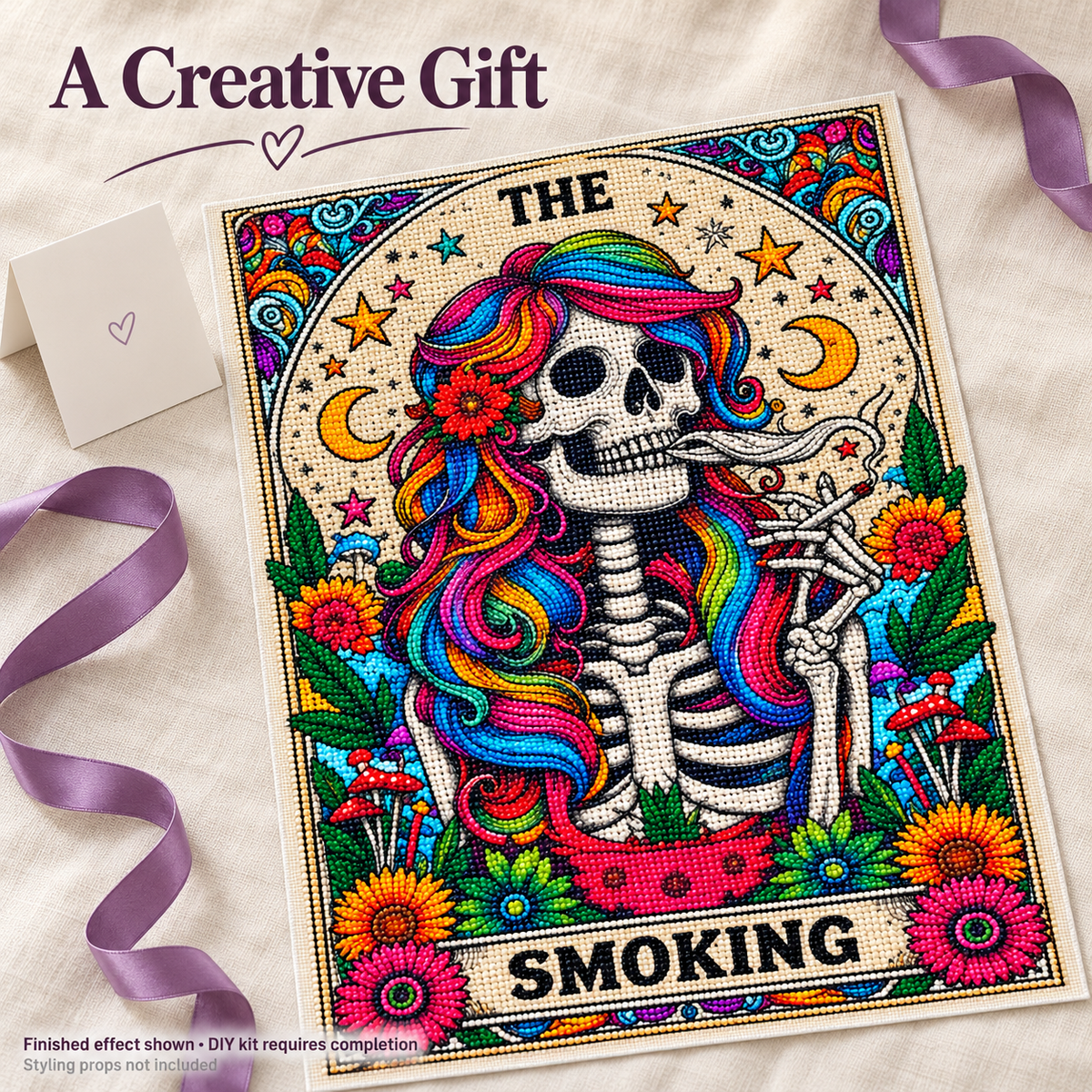 Colorful Hair Skeleton Full-Drill Diamond Painting Kit – 30 × 40 cm — Gift No Box