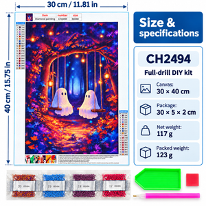 Ghosts on Swings diamond painting kit – Size CH2494