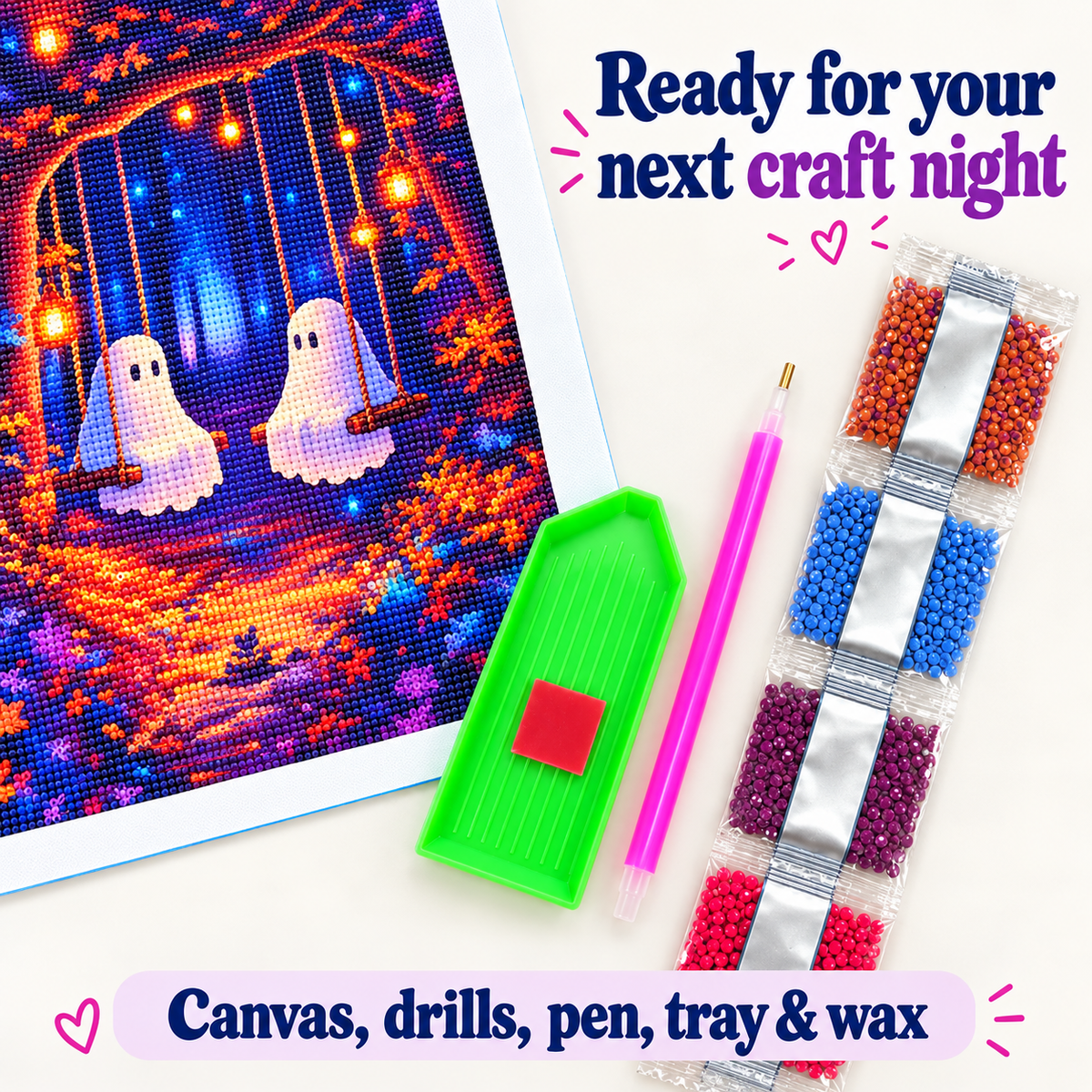 Ghosts on Swings diamond painting kit – Accessories CH2494