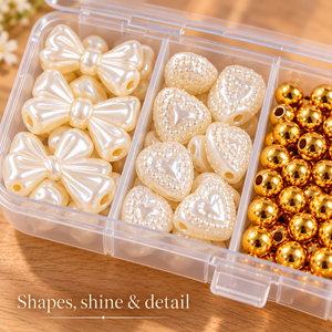 Faux Pearl Bead Bracelet Making Kit – 10-Compartment Organizer – Details