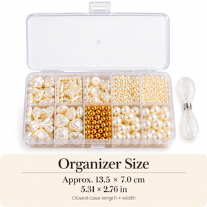 Faux Pearl Bead Bracelet Making Kit – 10-Compartment Organizer – Size