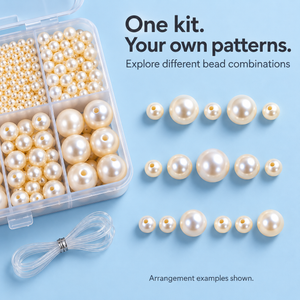 Faux Pearl Bead Bracelet Making Kit – Approx. 520 Beads – DIY Combinations
