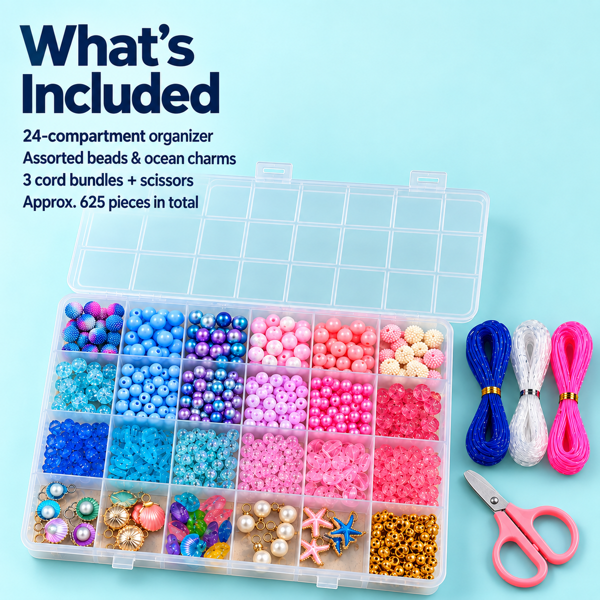 Ocean Charm Jewelry Making Kit – Approx. 625 Pieces – Whats Included