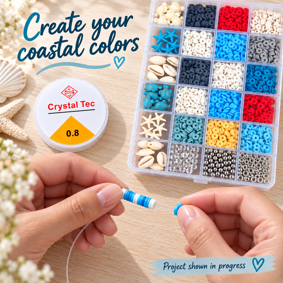 Ocean Disc Bead Bracelet Making Kit – Approx. 2,400 Pieces – DIY Scene