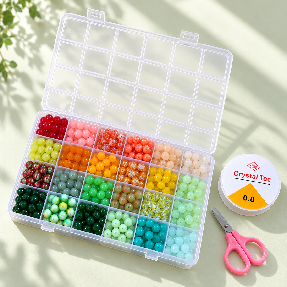 Colorful 8 mm Glass Bead Bracelet-Making Kit – Approx. 520 Beads