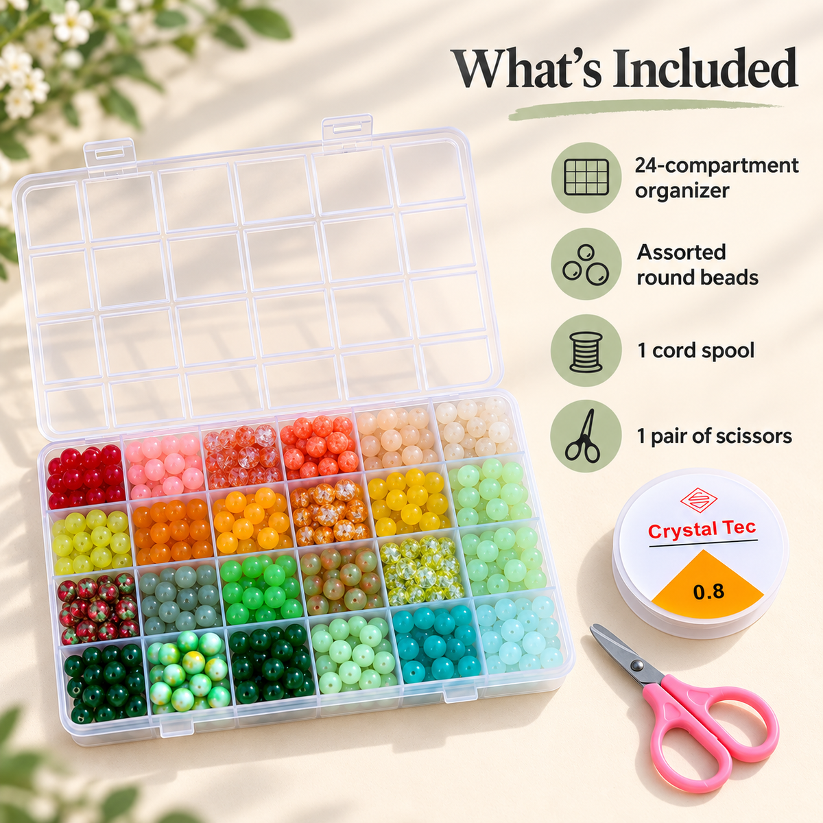 Colorful 8 mm Glass Bead Bracelet-Making Kit – Approx. 520 Beads