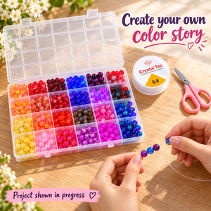 Colorful 8 mm Glass & Crackle Bead Bracelet-Making Kit – Approx. 520 Pieces