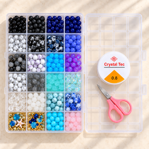 Ocean-Themed 8 mm Glass Bead Bracelet-Making Kit – Approx. 660 Pieces