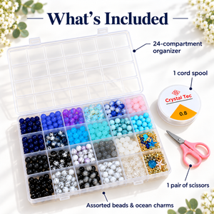 Ocean-Themed 8 mm Glass Bead Bracelet-Making Kit – Approx. 660 Pieces