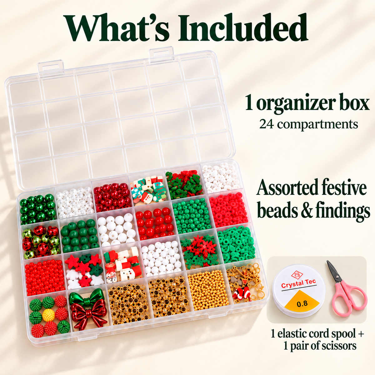 Christmas Bead Bracelet Making Kit – Approx. 890 Pieces