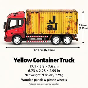 Red Cab & Yellow Container wooden DIY container truck – dimensions and materials