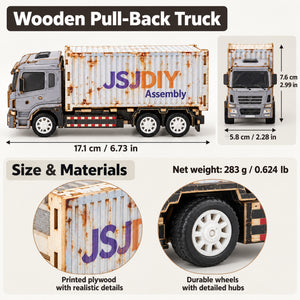 Gray-White Cab & White Container wooden DIY container truck – dimensions and materials