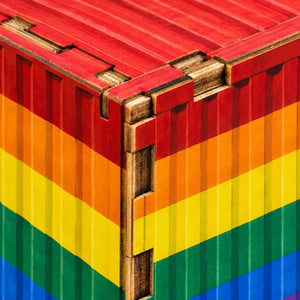 Yellow Cab & Rainbow Container wooden DIY truck model – wooden panel details