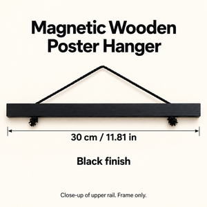 Black magnetic wooden poster hanger, 30 cm, frame only