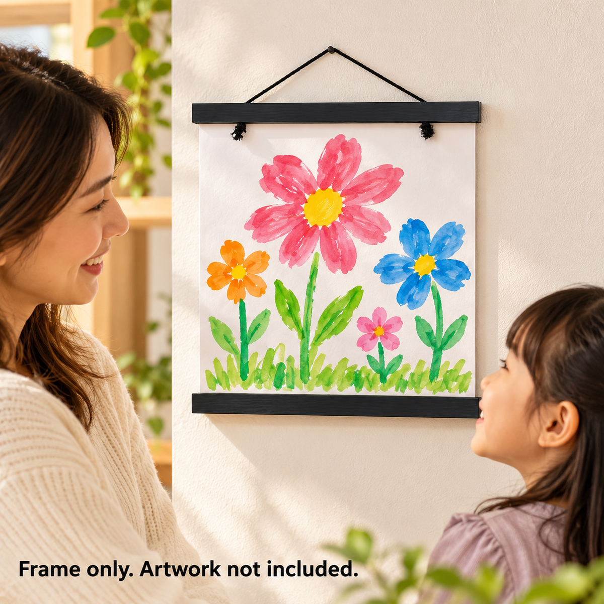 Black magnetic wooden poster hanger, 30 cm, frame only