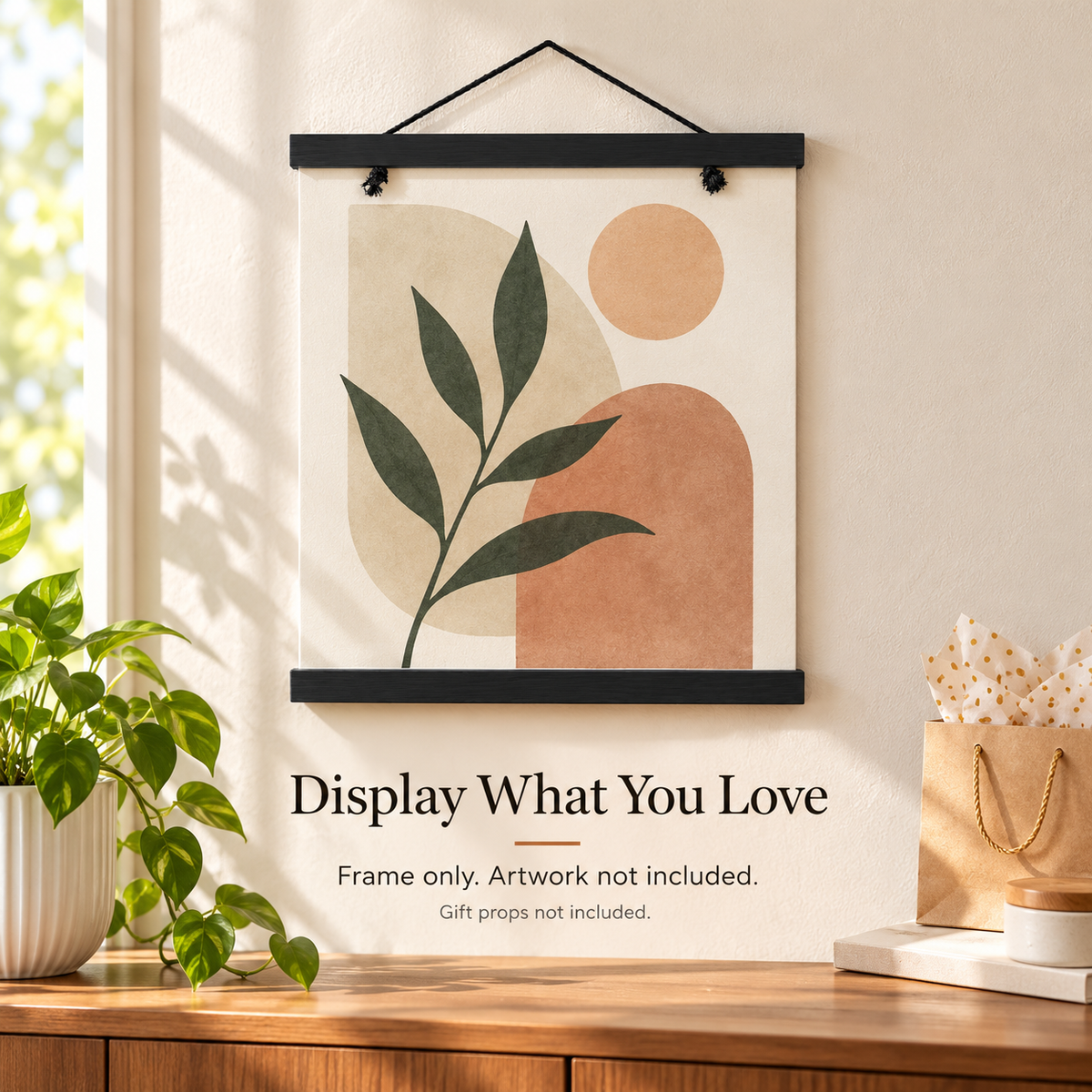 Black magnetic wooden poster hanger, 30 cm, frame only