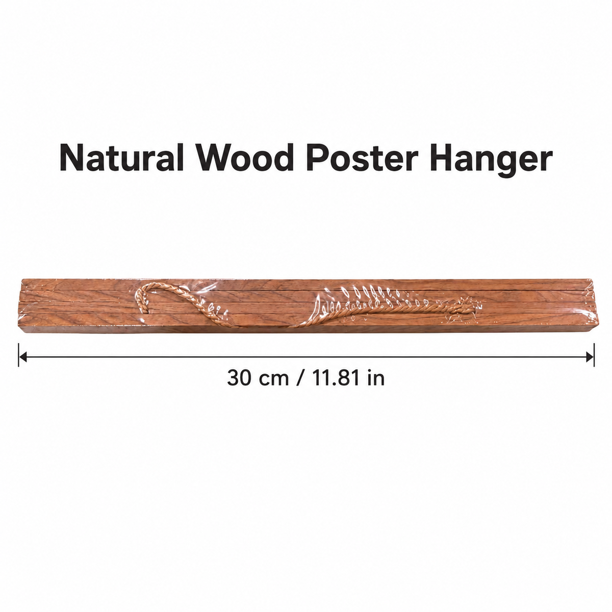 Natural color magnetic wooden poster hanger, 30 cm, frame only