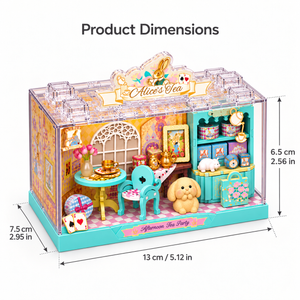 Alice's Tea miniature tea party: dimensions or component details