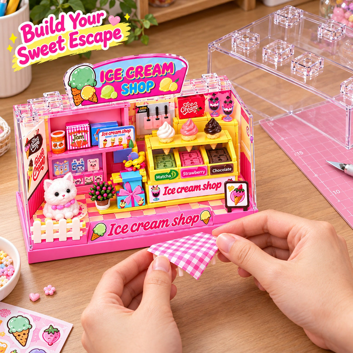 Ice Cream Shop miniature scene: assembly activity; styling props not included